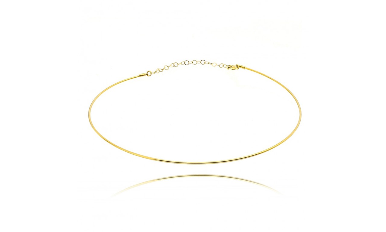 Colar Choker Aro Slim Banho de Ouro 18K.